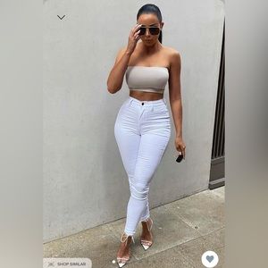 Fashion Nova high waist white jeans